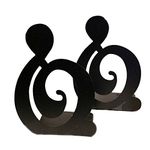 Winterworm A Pair of Music Theme Solid Metal Book Stand Bookends for Kids Music Lover Home Office Decoration (High Note 2 Black)