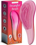 Lily England Detangler Brush for Curly Hair, Thick, Straight & Natural Hair - Gentle Detangling Hair Brush for Women, Kids & Toddlers with Flexible Bristles - Hairbrush for Wet & Dry Hair, Pink-Orange