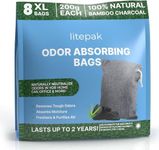 Litepak Odor Absorbing Bags - 8 XL Bags - Activated Charcoal Odor Eliminator for Car Home Office (8 x 200g)