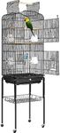 VIVOHOME 64 Inch Bird Cage with Play Top and Rolling Stand for Parrots Conures Lovebird Cockatiel Parakeets Black