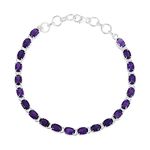 Ravishing Impressions 925 Sterling Silver Amethyst Statement Bracelet (Multicolour)