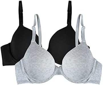 Fruit of the Loom Women's T-Shirt Bra, Black Hue/Grey Heather, 16DDD