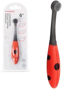 Mombella Ladybug Baby Toothbrush 6 to 12 Months and Up, Extra Soft Silicone Infant to Toddler Training Toothbrush for Baby's First Teeth, Oral Care Teether Over 6m+, Clean and Massage Tender Gums 1pc