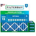 Filterbuy 13.25x13.25x2 Air Filter MERV 13 Optimal Defense (4-Pack), Pleated HVAC AC Furnace Air Filters Replacement (Actual Size: 13.25 x 13.25 x 2.00 Inches)