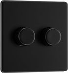 BG Electrical Double Dimmer Switch, 2-Way Push On/Off, 200W, Matt Black