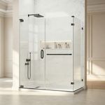 JONIVRAT 36" D x 60" W x 72" H Frameless Pivot Shower Door, 5/16" Thick