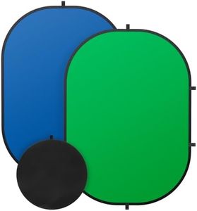 Fondo de pantalla verde de 5 x 6.5 pies para fotografía, pantalla verde de doble cara y pantalla azul, fondo plegable y reversible 2 en 1 para fotografía, videos de YouTube y transmisión en vivo, (1,5