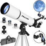 MEEZAA Telescope for Adults Astronomy, 80mm Aperture 600mm Refractor Telescope for Kids & Beginners, Fully Multi-Coated Optics High Transmission Telescopes with Tripod & Phone Adapter & Carrying Bag