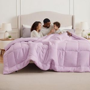 Bedsure Comforter Duvet Insert - Quilted Comforters Oversized King Size, All Season Duvet, GentleSoft Down Alternative Bedding, with 8 Tabs, Gifts for Women, Light Purple, Oversized King 116x98 Inche