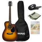 Cort AF500CE Standard Series Cutaway 6 String Electro Acoustic Guitar with Bajaao Gig-Bag, Strap, Polishing Cloth & E-Book