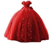 TRHTX Puffy Tulle Red Quinceanera D