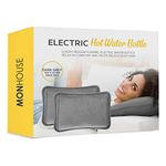 MONHOUSE Rechargeable Electric Hot Water Bottle Grey - Bed Hand Warmer Massaging Heat Pad Cozy - Soft & Cosy Heated Water Bag Warm & Soft to Touch Waist Belt - No Refill