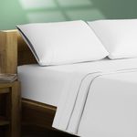 TEXAS LINEN CO. 100% Organic Cotton Percale Sheets King Size - White Cotton Percale Sheets King, 4 PC King Percale Sheet Set, Breathable, Crisp, Cooling Sheets, 16" Deep Pocket Hotel Sheets King Size