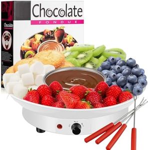 Chocolate Fondue Maker - Electric Chocolate Melting Pot Set with Stainless Steel Bowl, Serving Tray, 4 Forks & Extra 10 Plastic Forks