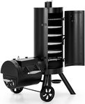 MFSTUDIO Vertical Offset Smoker Grill, Extra Large Barrel Charcoal Grill with Smoker Combo for BBQ Smoking, 961 SQ.IN.