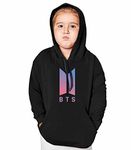 FUNKY MONKEY Girls Cottonblend Hooded Neck Hooded Sweatshirt (BTS_GIRLS_HOODIE_Black_9 Years-10 Years)