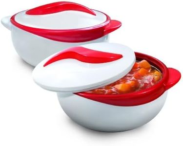 Pinnacle Thermoware Insulated Casserole Dish with Lid 1.5 Qt. Hot Pot Food Warmer/Cooler Great Thermal Soup/Salad Serving Bowl- Stainless Steel Hot Food Container Red/White 1.5 Qt. Red