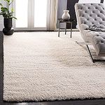 Kashish Rugs Solid Shag Collection Modern Area Rug Living Room Bedroom Dining Room (Ivory, 6 x 8 Feet)