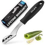 Zulay 2-in-1 Jalapeno Corer Tool - Stainless Steel Pepper Seed Remover Tool with Serrated Edges & Soft Rubber Handle - Jalapeno Pepper Corer Seed Remover - Pepper Seed Remover Tool