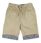 BIENZOE Casual Boys Shorts for School: Big Kids Pull on Elastic Waist Summer Cotton Shorts Khaki Size 16