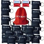 Elysaid 100 pcs/pack CPR Barrier Keychain with Cpr Face Shield CPR Life Key for CPR Aed Training Black