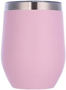 Gteller 12 oz Stainless Steel Wine Tumbler Stemless Glasses with Lid, Double Wall Insulated Travel Mug Perfect for Wine, Coffee, Drinks, Champagne, Cocktails (Pink)