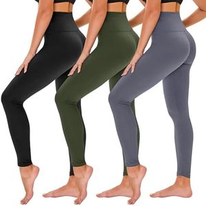 TNNZEET 3 Pack Black Leggings for Women - Tummy Control High Waisted Soft Yoga Pants for Workout