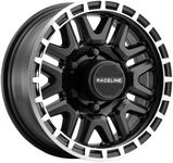 Raceline Wheels Aluminum Trailer Wheels 953BM KRANK Black Finish w/Machined Ring 15X6" 6X139.7 Bolt Pattern 0mm Offset/(3.5"B/S), 8 Spoke Design, Utility, Boat Trailer Automotive Wheels