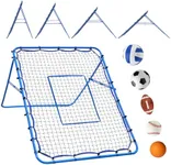 5x4FT Volleyball Rebounder Net, Baseball Soccer Rebounder Pitchback Net with 2 x 6-Angle Quick Adjustments, Target Ribbon for Precision, Easy Quick Setup,Ideal for Softball Lacrosse and Sport Training