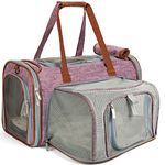 Mr. Peanut's Gold Series Mini Expandable Airline Approved Soft Sided Pet Carrier, Premium Brand Self Locking Zippers, Plush Faux Fleece Bedding with a Sturdy Plywood Base (Purple)