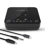 Avantree Audikast 3 [2025 Version] - Bluetooth 5.3 Transmitter for TV with Optical or AUX Audio Output Port, aptX-Adaptive & Low Latency, Dual Link for 2 Headphones, and 100ft Long Range