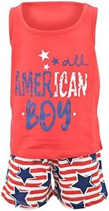 Unique Baby Boys American Boy 4th of July 2pc Tank Shorts Set (10, StripeStar)