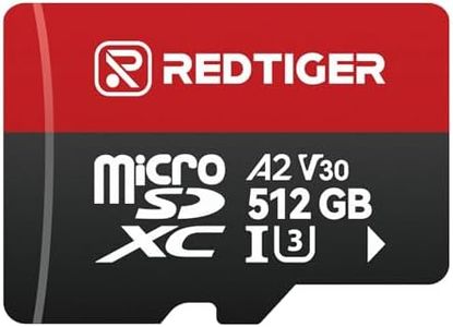 REDTIGER High Speed Micro SD Card with Adapter,512GB microSDXC UHS-I Class 10, U3, V30 A2, Support for Dash Cameras and Recording 4K Video Recording, Compatible with F7NP&F7NT&F17&VP20&F17PLUS