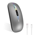 Verilux® Wireless Mouse Rechargeable, [Battery Level Visible] 3 Modes 2.4G & 3.0BT & 5.0BT Bluetooth Mouse for Laptop, 1600DPI Ergonomic Silent Mouse Wireless for Laptop Mac PC iPad(Grey)