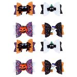 FRCOLOR Halloween Hair Clips Hair Barrettes Glitter Pumpkin Spider Bow Hair Clip Halloween Bow Hair Clips Halloween Sequin Bows Hair Clips Halloween Hair Accessories for Women Kids8PCS(Random Color)