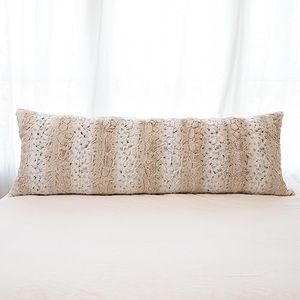 Cheer Collection Stylish Long Body Pillow with Insert for Couch, Sofa, Bedroom - Decorative Embossed Faux Fur Snow Leopard Accent Design - 20" x 54"