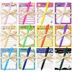 Yeaqee 12 Set Employee Appreciation Gifts 12 Empowering Sticky Notepads 12 Pens 12 Ribbons Motivational Sticky Notes Inspirational Pens for Students Colleague Office Supplies(Motivational)