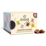 Bevzilla 60 Instant Coffee Cubes Pack with Organic Date Palm Jaggery, 5 Flavours, 100% Arabica Coffee, Zero Refined Sugar, Real Ingredients, No Preservatives, Drop Stir and Enjoy (Assorted) (60 Pack)