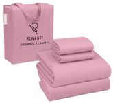 Ruvanti Organic Flannel Sheets Queen Size - Super Soft & Comfortable - 100% Cotton Brushed Bed Sheets Set - 16 Inches Deep Pockets - Breathable, Warm & Cozy - 4 Pcs - Pink