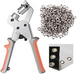 KING PIECES LACUISINE Grommet Tool Kit Handheld Hole Punch Pliers Portable Grommet Hand Press Machine Manual Puncher w/ 500pcs Silver Grommets of 3/8 Inch (10mm)