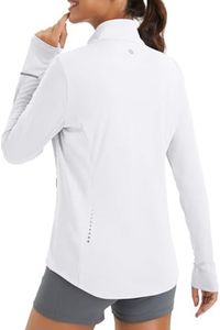 BALEAF Women's Lightweight Cycling Jacket Full Zip Long Sleeve Athletic Shirts UPF 50+ Pockets Running White 2XL