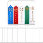 50 Pieces Award Ribbon Organizer Swim Ribbon Holder Ribbon Display Swimming Gymnastics Case Clear Pages Sheets Ribbon Organizer for 3 Ring Binder Storage