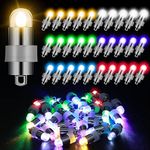 Mudder 30 Pieces 4th of July LED Balloon Lights Mini Paper Lantern Lights Bulbs Battery Powered Waterproof for Wedding Graduation Party DIY Crafts Decoration(Multicolored)