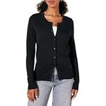 Amazon Essentials Women's Lightweight Crewneck Cardigan Jumper (Available in Plus Size), Black, 4XL Plus