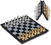 Magnetic Travel Chess Set Game with Folding Board Portable and Storage Compartment – Great Travel Toy Set by Big Mo’s Toys 9.7"