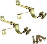 ADJUSTABLE CAFE CURTAIN ROD WITH BRACKETS By PREMIUS, Holder for Mounting to Wall, Great for Room Divider, Bedroom, Livingroom, Kitchen, Bathroom for Long-term (3/4 Gold)