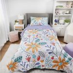 Floral Twin Bedding Set EXPRESSIONS (4 Piece Set, Bed in Bag) Includes Reversible Comforter, Flat Sheet, Fitted Sheet & Pillowcase