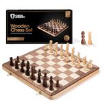 Chess Armory 15" Wooden Chess Set With Felted Game Board Interior For Storage
