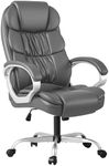 Homall Office Chair High Back Computer Chair Desk Chair, PU Leather Adjustable Height Modern Executive Swivel Task Chair with Padded Armrests and Lumbar Support (Gray)
