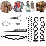 EPARTY-Women's hair accessories Hair French braid tools Styling tools and utensils Hair braiding accessories Women's hair styling set of 7 pieces (Black 7-piece set)